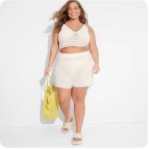 Wild Fable Cream High Waist Shorts & Tank Top